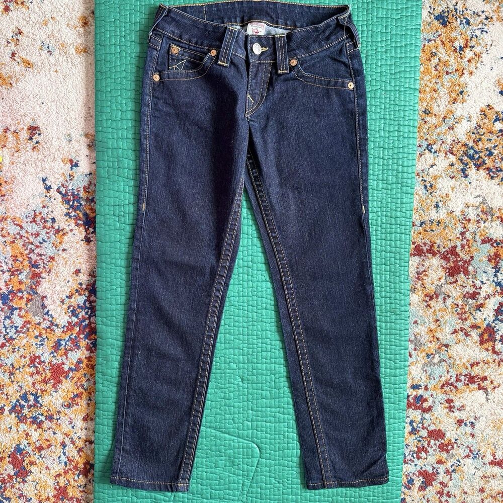 Vintage True Religion Jeans Womens Sz 27 Dark Wash Skinny Low Rise Made in USA
